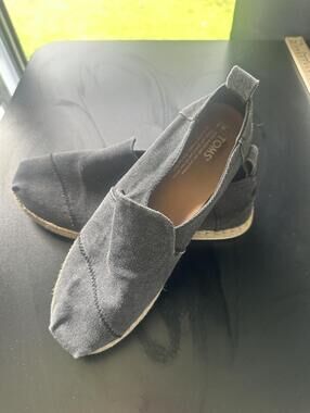 TOMS DECONSTRUCTED ALPARGATA ROPE 10011621 Black Washed Canvas - Size 9